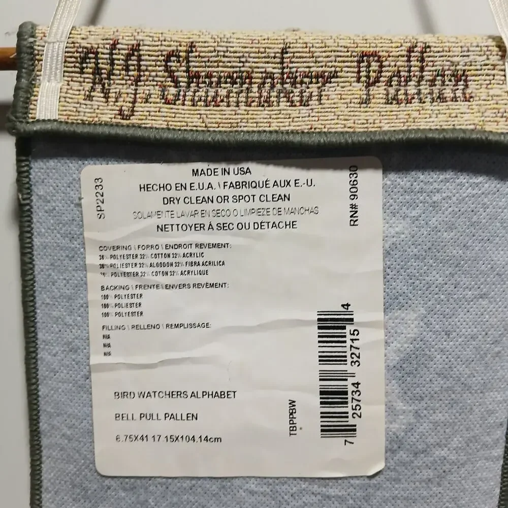 N F Shumaker Pallen Welcome Bird Tapestry Wall Hanger Bird Watchers Alphabet...